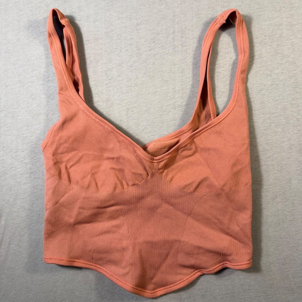Out From Under Urban Outfitters Ribbed Corset Tank Top Terracotta Coral M/L